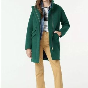 J.Crew Women’s Cocoon coat in Italian stadium-cloth wool Green Size 00 NWT $365